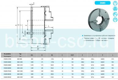 Патрон токарный 3605-1800 Ф1800 4-х кулачковый Bison-Bial
