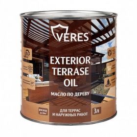 Натуральное Масло Veres Terrase Exterior Oil 3л для Деревянных Фасадов Наружных Работ Тик,Сосна,Палисандр,Бесцветное,Белое,Дуб/ Верес Экстериор Ойл