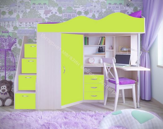 Кровать-чердак Пионер-1 0,8*1,9 м, Винтерберг/Лайм