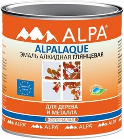 Эмаль для Дерева и Металла Alpa Alpalaque 2.5л Глянцевая, Алкидная, Белая / Альпа