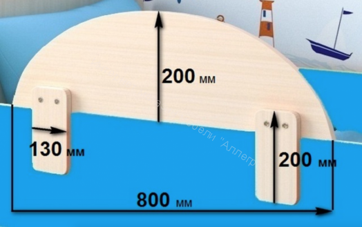 Кровать Малыш Мини 0,7*1,6 м с бортиком и 3-мя выкатными ящиками, Дуб молочный / Голубой