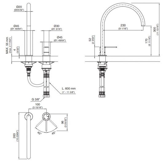 Смеситель для кухонной мойки Cea Design INV 48 схема 3