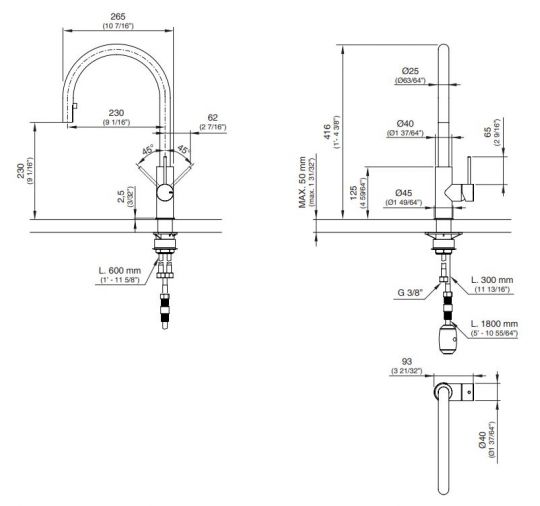 Смеситель для кухонной мойки Cea Design MIL 202 схема 3