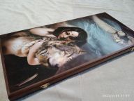 Нарды цветные, большие Девушка и волк