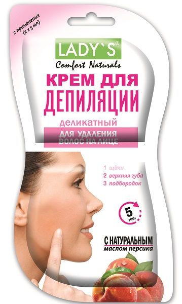 Крем LADY`S для депиляции серии Comfort Naturals деликатный для удаления волос на лице, 10 мл (50194)