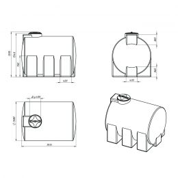 Схема. Емкость для воды ЭВГ 3000 л c откидной крышкой