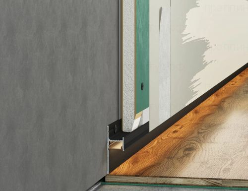 Теневой плинтус Light под подсветку чёрный муар