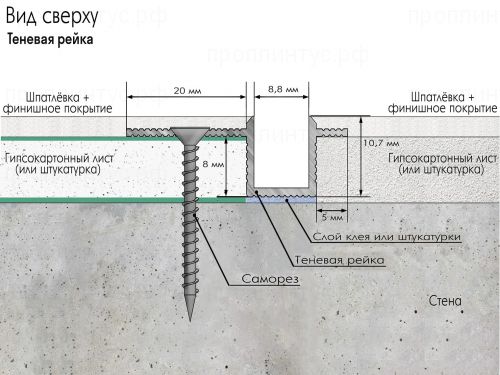 Теневая рейка Laconistiq, светлое золото
