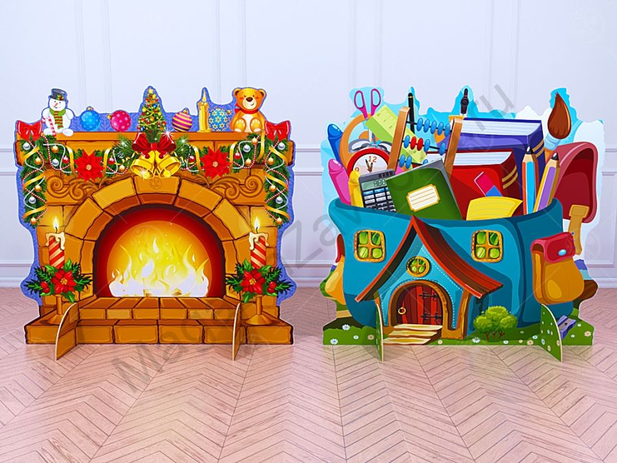 Театральная декорация "Портфель - камин новогодний"