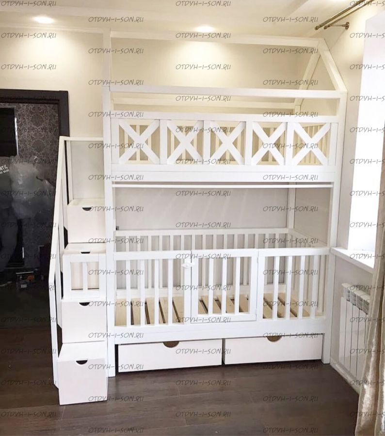 Кровать двухъярусная домик Малинка Stanard Прованс №22