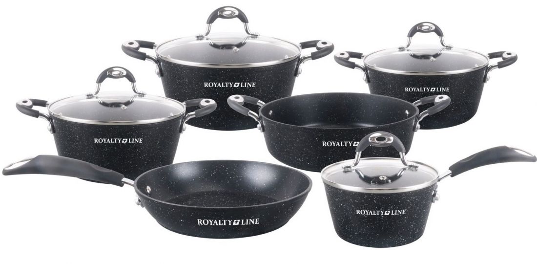 ​Набор кастрюль с мраморным покрытием Royalty Line RL-5010BLC Black