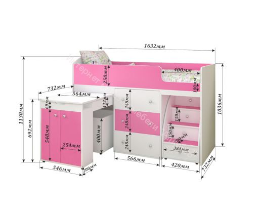 Кровать Малыш 70*160 МАЛЫЙ, Дуб молочный/Лайм
