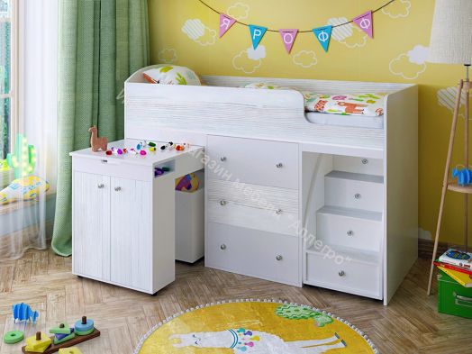 Кровать Малыш 70*160 МАЛЫЙ, Белое дерево/Винтерберг