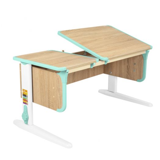 ДСУТ42-2-2-3 Растущая парта-трансформер одноместная (ЛДСП дуб, опора белый)