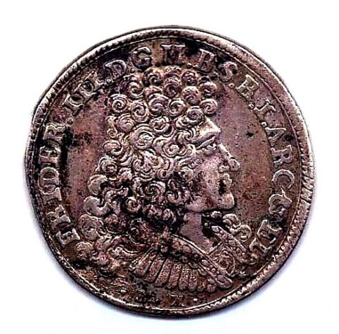 1 гульден 2/3 талера 1691 Бранденбург Пруссия Германия AUNC-XF