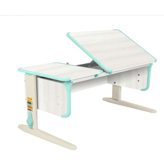 ДСУТ42-2-1-2 Растущая парта-трансформер одноместная (ЛДСП белый, опора бежевый)