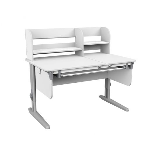 ДСУТ62-PRO-2-7-1 Растущая парта одноместная  (ЛДСП белый, опора серый)