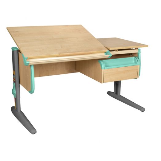 ДСУТ25-1-1-1 Растущая парта одноместная (ЛДСП клён, опора серый)