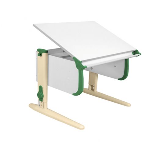 ДСУТ24-2-2 Растущая парта одноместная (ЛДСП белый, опора бежевый)
