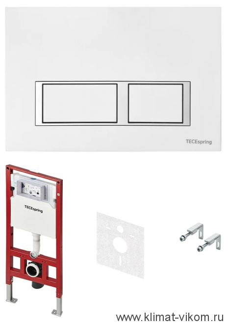 Комплект ТЕСЕspring панель смыва с прямоугольными кнопками, белый глянцевый