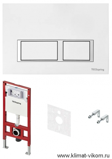 Комплект ТЕСЕspring панель смыва с прямоугольными кнопками, белый глянцевый