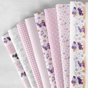 Хлопок - набор тканей для шитья "Драконы на розовом" limit