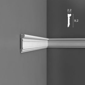 Молдинг Гладкий Orac Decor DX119 Д230xШ2.2xВ9.2 см Лепнина из Дюрополимера / Орак Декор.