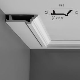 Карниз Гладкий Orac Decor С305 Д200xШ15.5xВ4.7 см Лепнина из Полиуретана / Орак Декор.