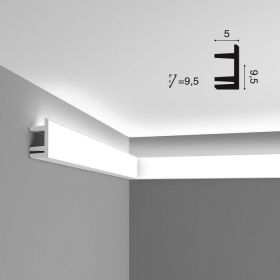 Карниз для Скрытого Освещения Orac Decor C381 Д200xШ5xВ9.5 см Лепнина из Полиуретана / Орак Декор.
