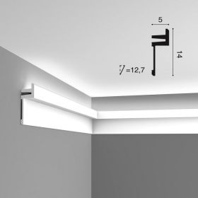 Карниз для Скрытого Освещения Orac Decor C382 Д200xШ5xВ14 см Лепнина из Полиуретана / Орак Декор.