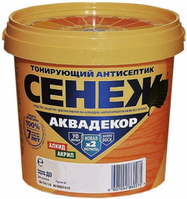 Антисептик Тонирующий Сенеж Аквадекор 0.9кг Каштан для Наружных и Внутренних Работ.