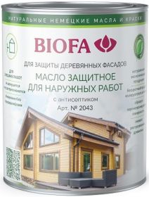 Масло Защитное Biofa 2043 2.5л 4301 Лиственница для Наружных Работ с Антисептиком / Биофа 2043.