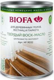 Твердый Воск-Масло Профессиональный Biofa 9032 2.5л Шелковисто-Матовый для Внутренних Работ / Биофа 9032.