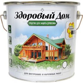 Средство для Защиты Древесины Здоровый Дом 9л Еловая Зелень, Алкидная для Внутренних и Наружных Работ.