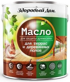 Масло для Защиты Террас и Деревянных Полов Здоровый Дом 1.8л Дуб для Внутренних и Наружных Работ.