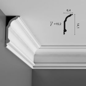 Карниз Гладкий Orac Decor С339 Д200xШ6.4xВ14.1 см Лепнина из Полиуретана / Орак Декор.