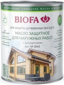 Масло Защитное Biofa 2043 1л 4319 Кофе для Наружных Работ с Антисептиком / Биофа 2043.