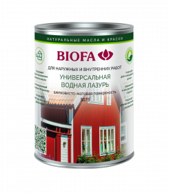 Лазурь Водная Универсальная Biofa 5075 0.4л 7526 Полуматовая для Наружных и Внутренних Работ / Биофа.
