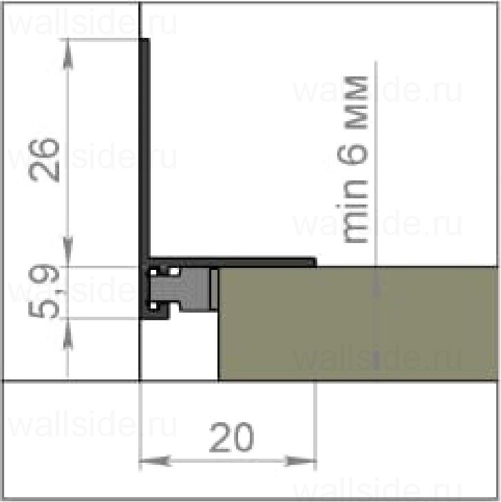 Микроплинтус щелевой L-образный, 6 метров