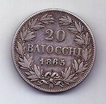 20 байочи 1865 Ватикан R