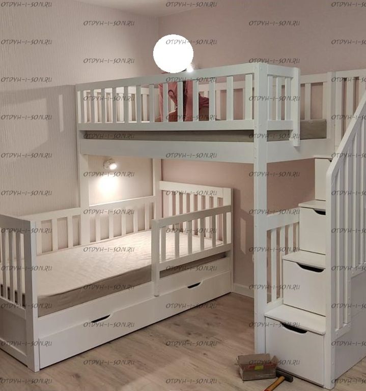 Кровать двухъярусная угловая Лейла №15, любые размеры