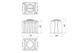 Чертеж. Емкость для воды ЭВП 200 литров пластиковая
