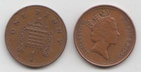 Великобритания 1 пенни 1985-1997 XF