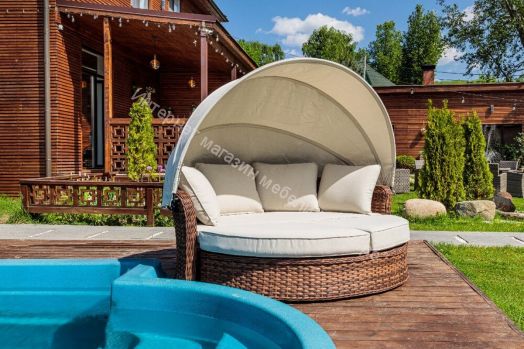 Диван-трансформер Violetta (шезлонг-трансформер) с подушками ротанг искусственный, Коричневый