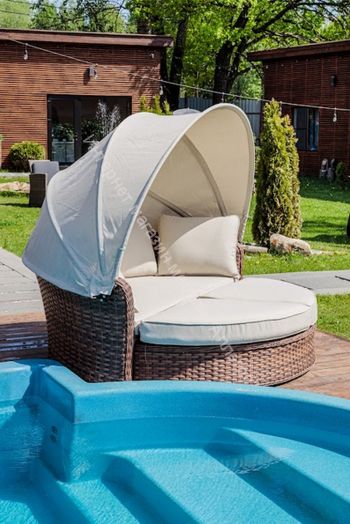 Диван-трансформер Violetta (шезлонг-трансформер) с подушками ротанг искусственный, Коричневый