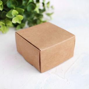 Кукольная миниатюра - Коробочка крафт квадратная, 6*6*3,1 см