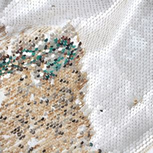 Пайетки на сетке - Молочно-золотой 50х42 см.