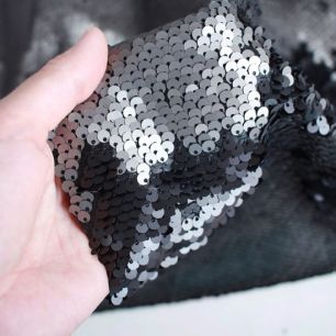 Пайетки на сетке - Матовый стальной 50х42 см.