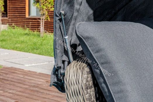 Диван-трансформер Violetta (шезлонг-трансформер) с подушками ротанг искусственный, Серый