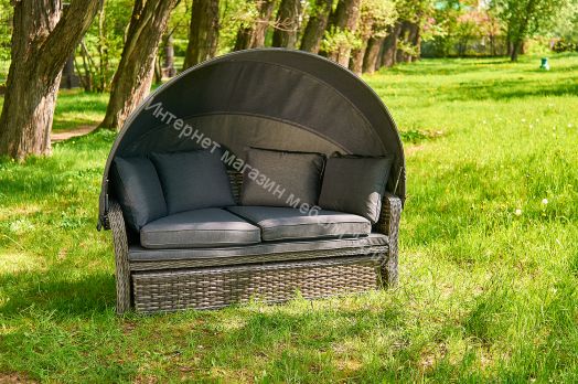 Диван-трансформер Violetta (шезлонг-трансформер) с подушками ротанг искусственный, Серый